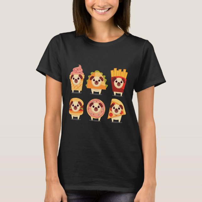 söt mops, rolig mops, glass mops, taco mops, frans t shirt (Framsida)