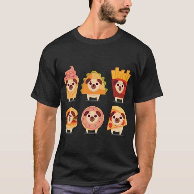 söt mops, rolig mops, glassmops, tacomops, fransk t shirt (Framsida)