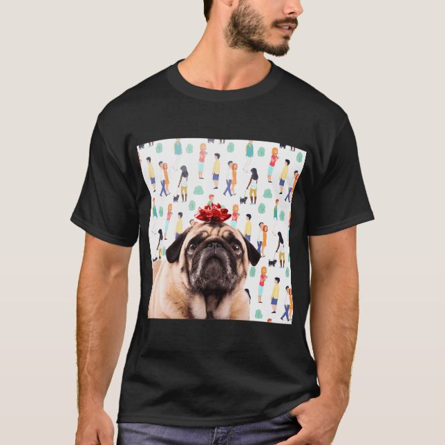 Söt Mops Valp T Shirt (Framsida)