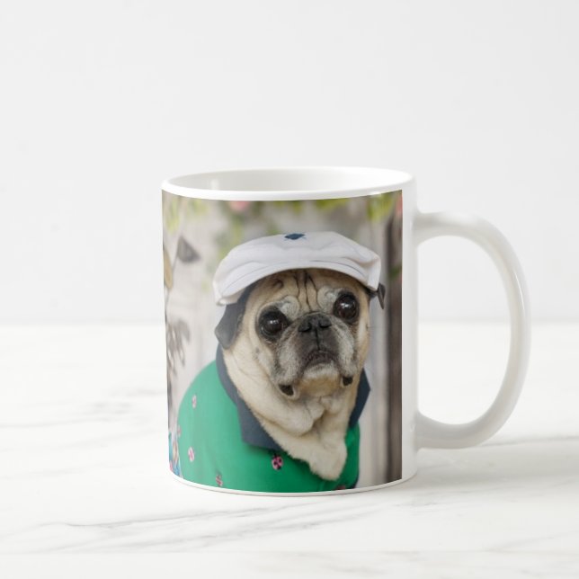 Söt mopsGolfmugg Kaffemugg (Höger)