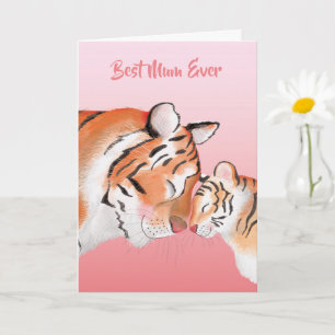 Söt mor- och babytiger födelsedagskort för mamma kort