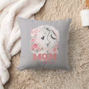 Söt Mor och Barn Akvarell Rosor "Bästa Mamma Kudde