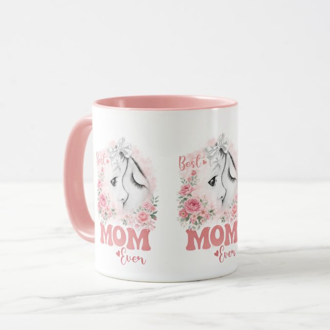 Söt Mor och Barn Akvarell Rosor "Bästa Mamma Mugg (Framsida vänster)