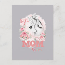 Söt Mor och Barn Akvarell Rosor "Bästa Mamma Vykort