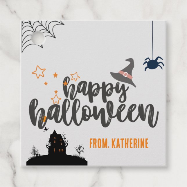 Söt mörk för happy halloween- gåvor etiketter (Framsida)
