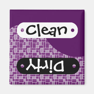 Söt Mörk Lila Clean Dirty Dishwasher Magnet