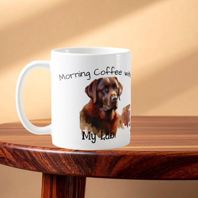 Söt mörkbrun morgonkaffe med min labrador kaffemugg (Skapare uppladdad)