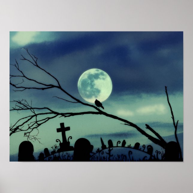 Söt Mörkrets full Moon Graveyard Poster (Framsidan)