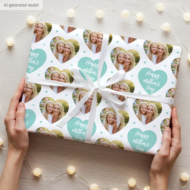 Söt mors dag 6 foto mamma kärlek hjärtan mint presentpapper (Skapare uppladdad)