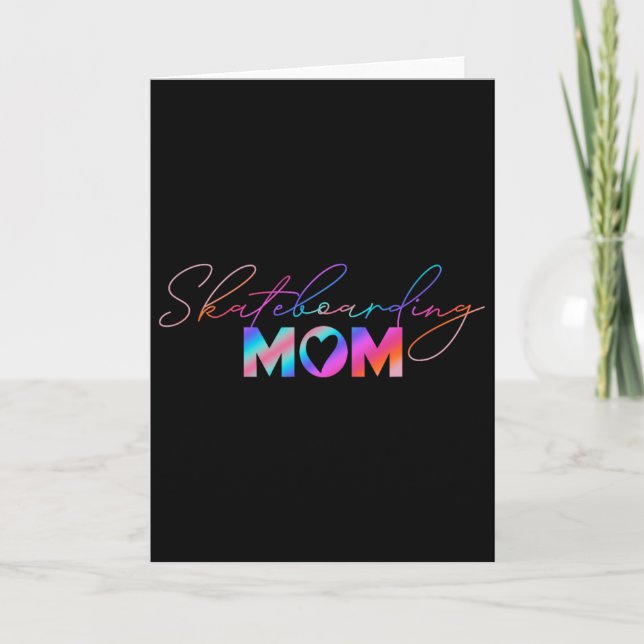 Söt mors dag regnbåge skateboardåkande mamma  kort (Framsida)