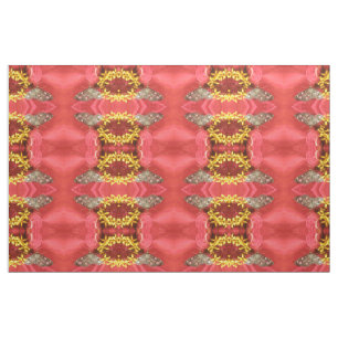 Söt Moth on Red Flower Patterned Animal Fabric Tyg