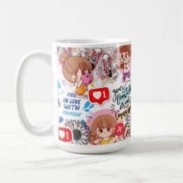 Söt Motivations – Positiv Citat Kawaii Kaffemugg