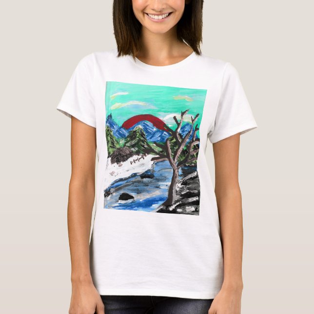 Söt Mountain River T Shirt (Framsida)