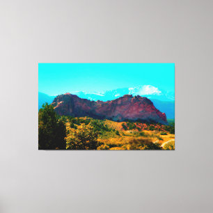 Söt Mountain Scene Wrapped Canvas