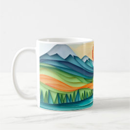 Söt Mountain Sunset Sjö liggande Abstrakt Kaffemugg