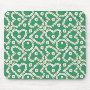 Söt Mousepad: Daisy Chains on Grönt Musmatta