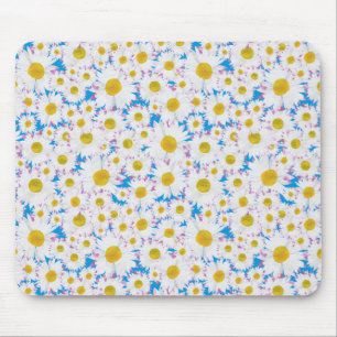 Söt Mousepad: Ditzy White-Daisy på Blue Musmatta