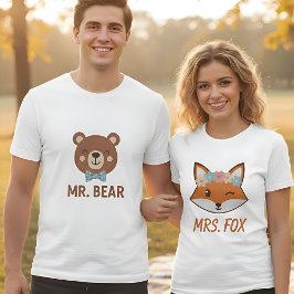 Söt Mr. Bear Herr Matching Couple T Shirt