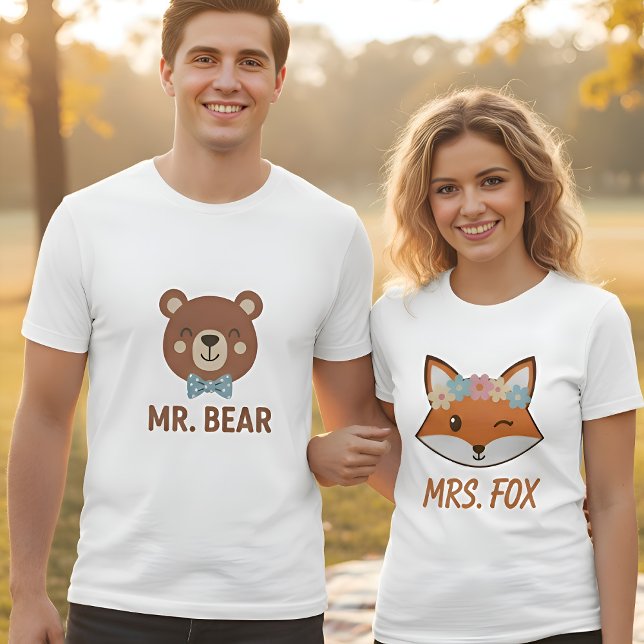 Söt Mr. Bear Herr Matching Couple  T Shirt (Skapare uppladdad)