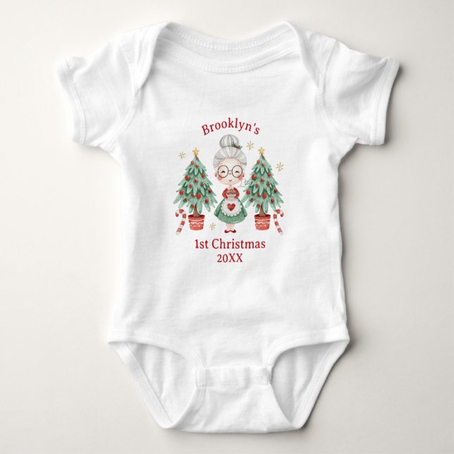 Söt Mrs Claus Julgran Godisrand första 1:a julen T Shirt (Framsida)