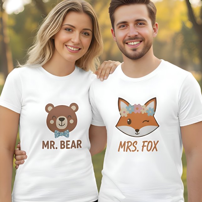 Söt Mrs. Fox Dam- och herrmatchande parkläder T Shirt (Skapare uppladdad)