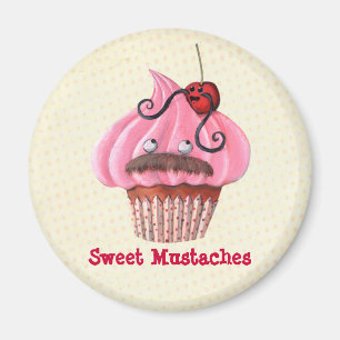 Söt muffin och mustascher magnet