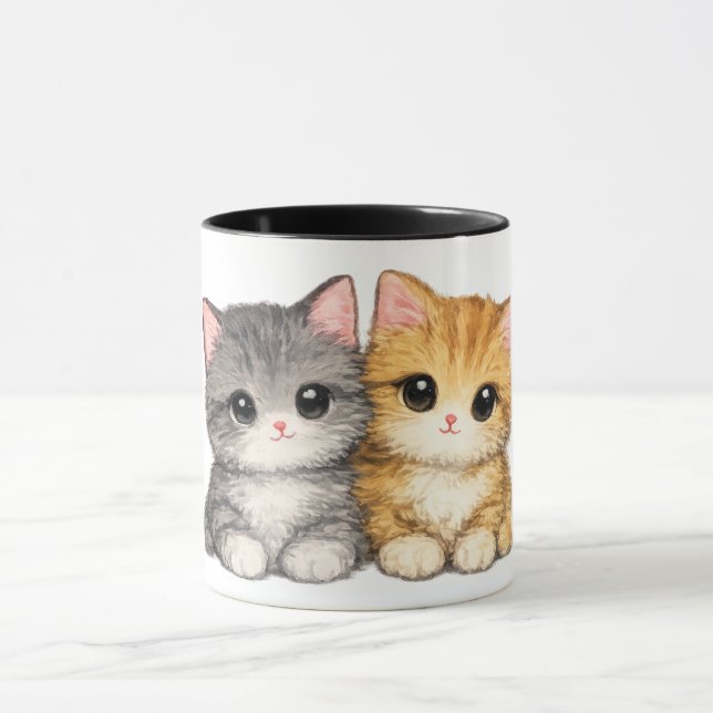 Söt Mug för Bästa Vänner Kattunge Mugg (Center)