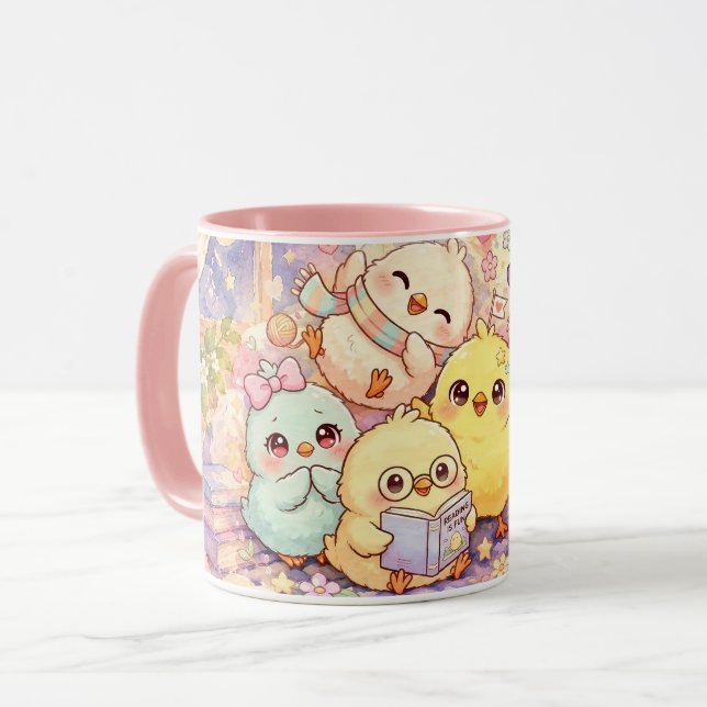 Söt Mug för Kycklingvänner Mugg (Framsida vänster)