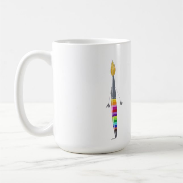 Söt Mugg med polly Paintbrush Illustration (Vänster)