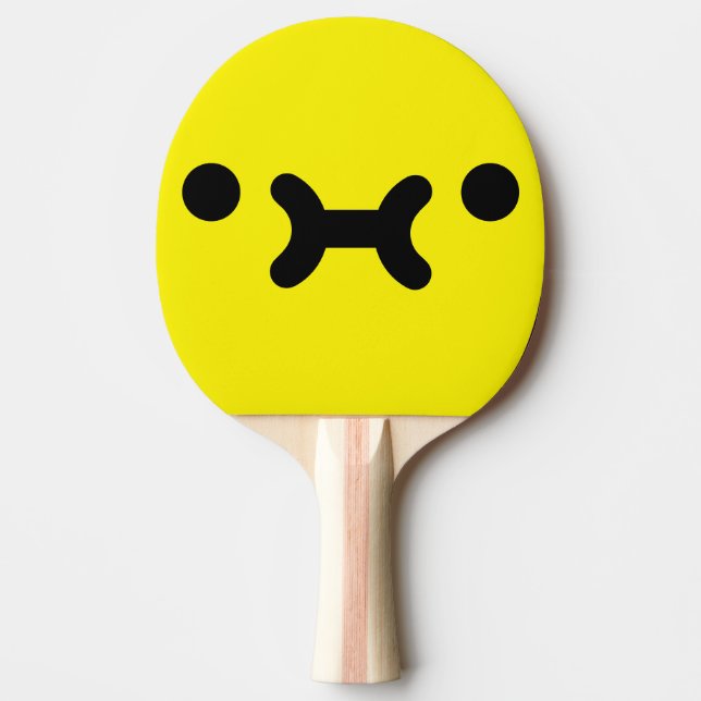 Söt Mullig Ansikte Gul Pingisracket (Framsidan)