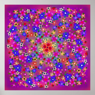 Söt Multifärgad Flowers Boho Stil Poster