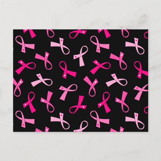 Söt MultiRosa Breast Cancer Ribbon Mönster Vykort (Framsida)