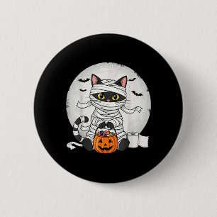 Söt Mumie Svart Katt Halloween Kostym Rolig Trick Knapp