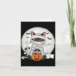 Söt Mumie Svart Katt Halloween Kostym Rolig Trick Kort