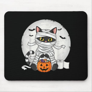 Söt Mumie Svart Katt Halloween Kostym Rolig Trick Musmatta