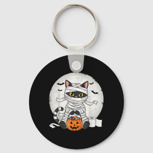 Söt Mumie Svart Katt Halloween Kostym Rolig Trick Nyckelring