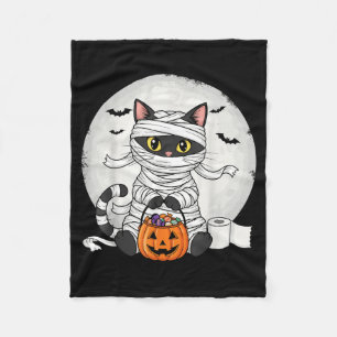 Söt Mumie Svart Katt Halloween Kostym Roligt Trick Fleecefilt