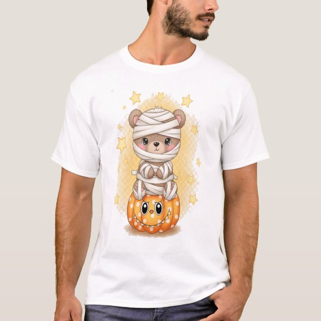 Söt Mummi Björn Halloween T Shirt (Framsida)