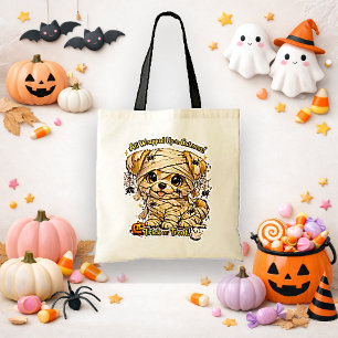 Söt Mummi Valp Trick or Treat Halloween Grafik Tygkasse