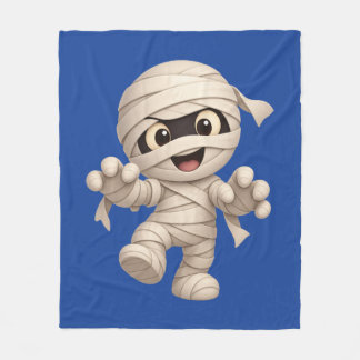 Söt Mummie Halloween Serieteckning Illustration Fleecefilt