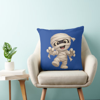 Söt Mummie Halloween Serieteckning Illustration Kudde