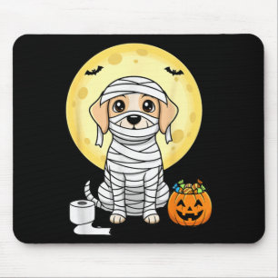 Söt Mummie Hund Halloween Fullmåne Valp Bus eller Musmatta
