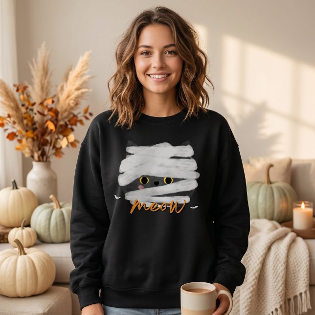 Söt Mummie Katt Mjao Halloween T Shirt (Skapare uppladdad)