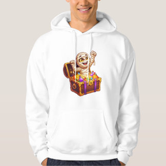 Söt Mummie Skattkista Halloween Bus eller Godis Hoodie