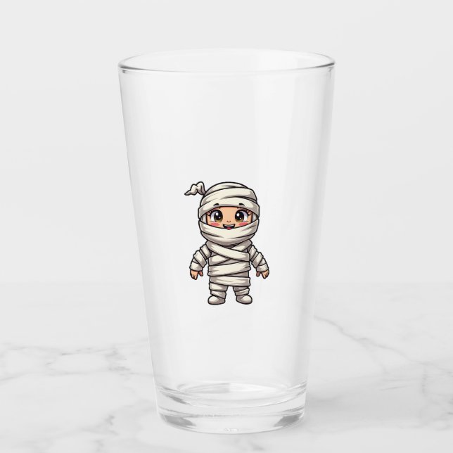 Söt Mummy Karaktär � Halloween Kostym T-Shirt Glaskopp (Framsida)