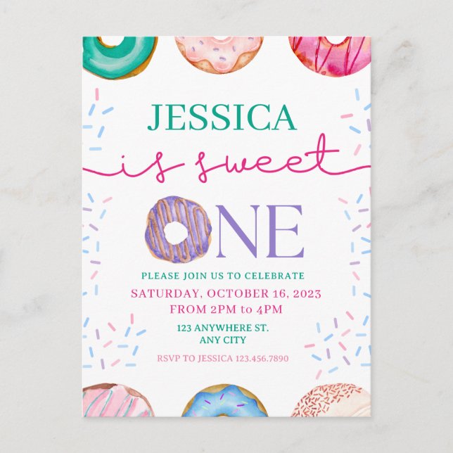 Söt munk födelsedagsfest 1:a födelsedagen vykort (Framsida)