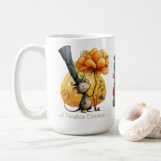 Söt mus blomböcker Oktober bokmånad Kaffemugg