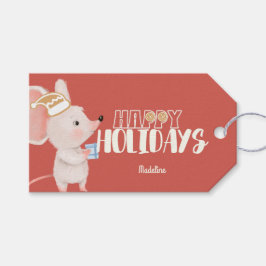 Söt mus-helgdag presentetikett