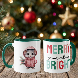 Söt mus jul glatt och ljust mugg