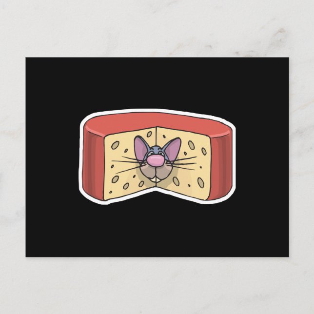 Söt mus som fastnat i ost vykort (Framsida)